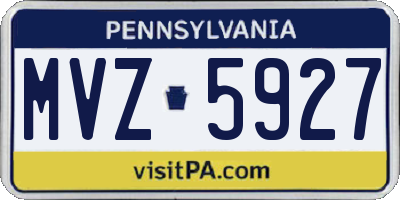 PA license plate MVZ5927