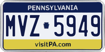 PA license plate MVZ5949