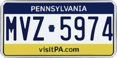 PA license plate MVZ5974