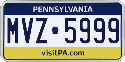 PA license plate MVZ5999