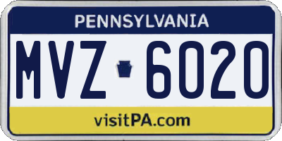 PA license plate MVZ6020