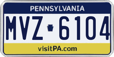 PA license plate MVZ6104