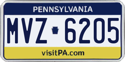 PA license plate MVZ6205