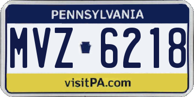 PA license plate MVZ6218