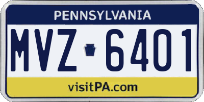 PA license plate MVZ6401