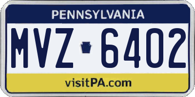 PA license plate MVZ6402