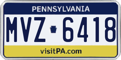 PA license plate MVZ6418