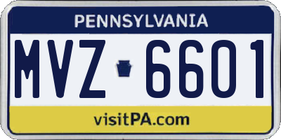 PA license plate MVZ6601