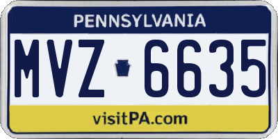 PA license plate MVZ6635