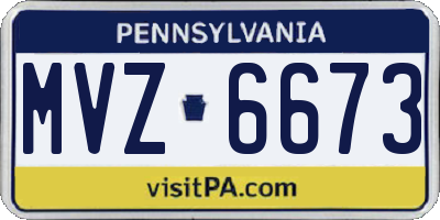 PA license plate MVZ6673