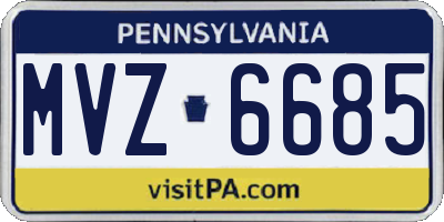 PA license plate MVZ6685