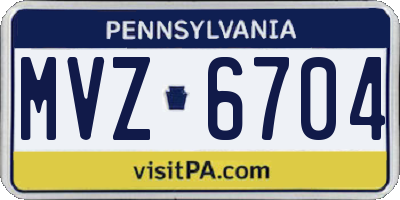 PA license plate MVZ6704