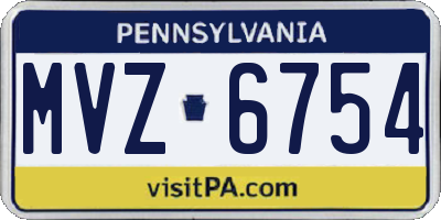 PA license plate MVZ6754
