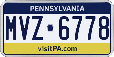 PA license plate MVZ6778