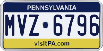 PA license plate MVZ6796
