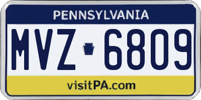 PA license plate MVZ6809