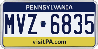 PA license plate MVZ6835