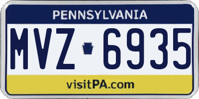 PA license plate MVZ6935