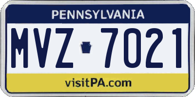 PA license plate MVZ7021