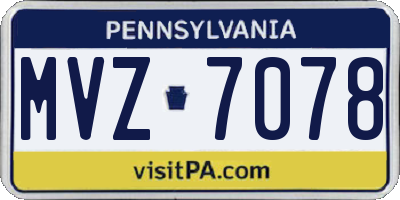 PA license plate MVZ7078