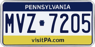PA license plate MVZ7205