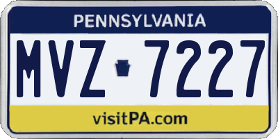 PA license plate MVZ7227