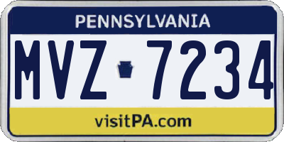 PA license plate MVZ7234