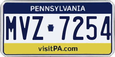 PA license plate MVZ7254