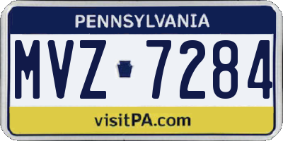 PA license plate MVZ7284