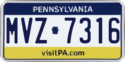 PA license plate MVZ7316