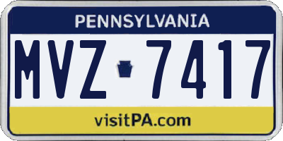 PA license plate MVZ7417