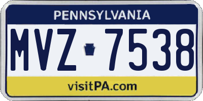 PA license plate MVZ7538