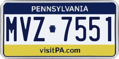 PA license plate MVZ7551