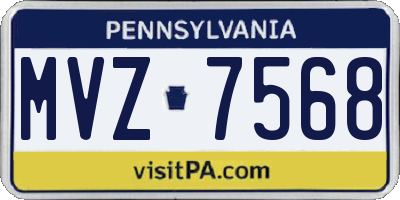 PA license plate MVZ7568