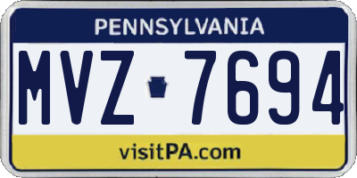 PA license plate MVZ7694