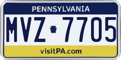 PA license plate MVZ7705