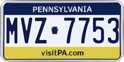 PA license plate MVZ7753