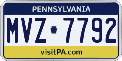PA license plate MVZ7792