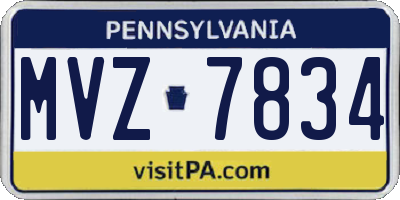 PA license plate MVZ7834