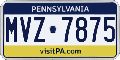 PA license plate MVZ7875