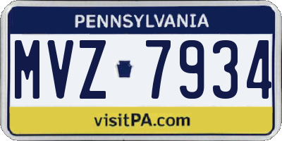 PA license plate MVZ7934