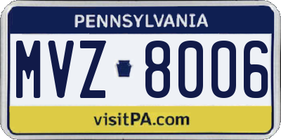 PA license plate MVZ8006