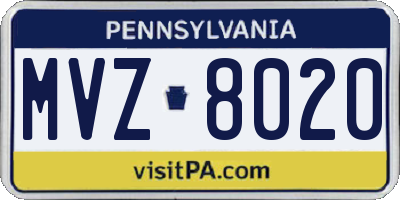 PA license plate MVZ8020
