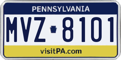 PA license plate MVZ8101