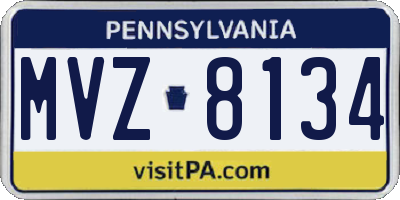 PA license plate MVZ8134