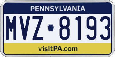 PA license plate MVZ8193