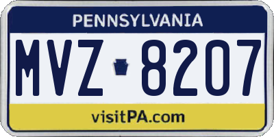 PA license plate MVZ8207