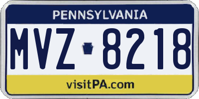 PA license plate MVZ8218