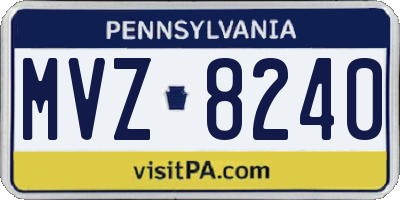 PA license plate MVZ8240
