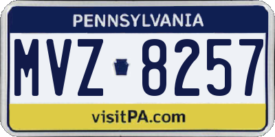PA license plate MVZ8257